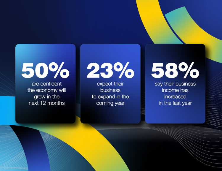 A collection of 3 stats from the article displayed against a coloured background